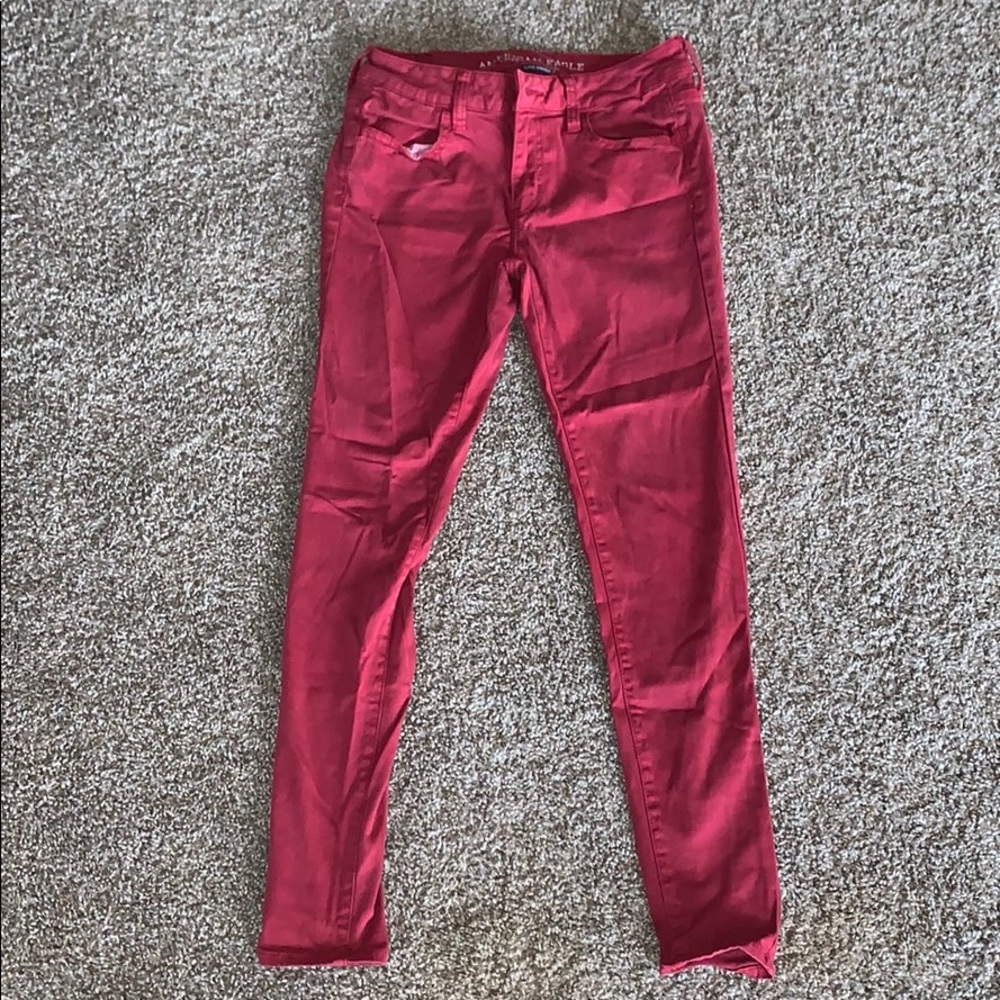 Cranberry colored American eagle jeans